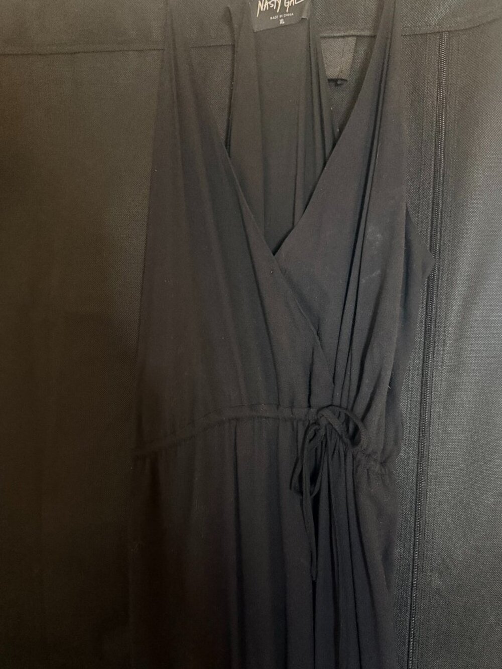 Black Fringe Maxi "Wrap" Dress